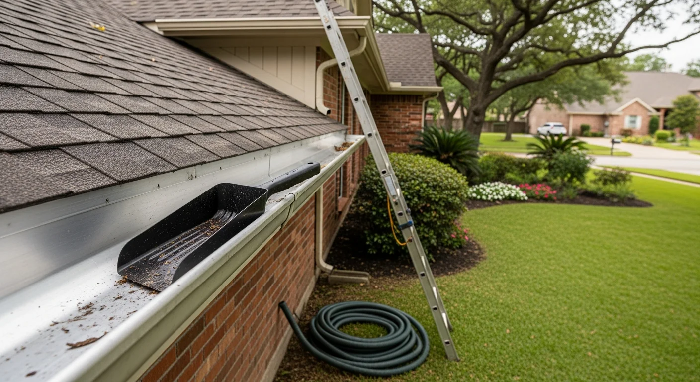 Gutter installation on home exterior