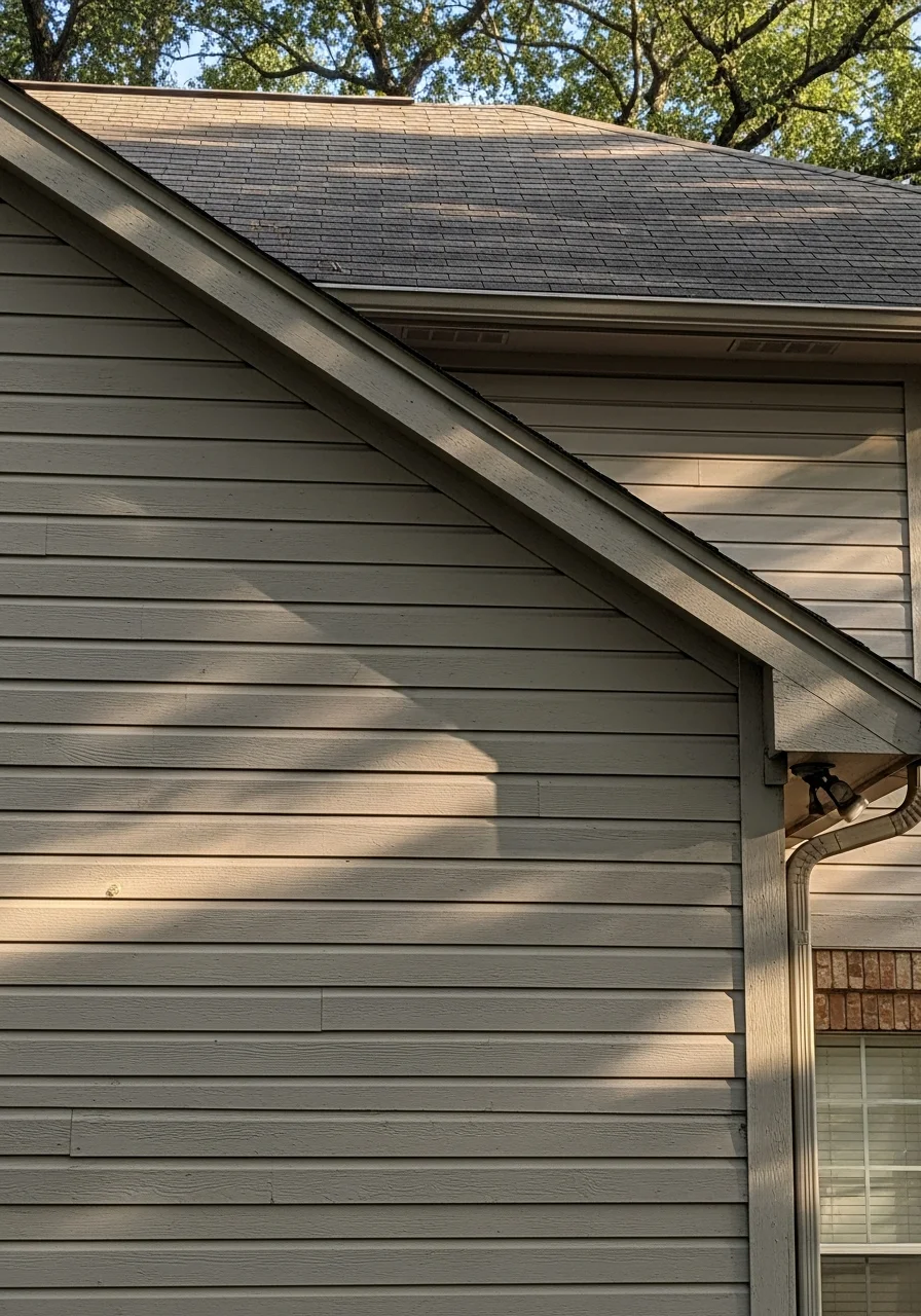 Close-up of Pasadena home exterior showing typical East Houston residential construction.